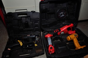 lot 248 image: Craftsman Professioinal 14.4 cordless drill Pitbull 18V cordless drill set Black & Decker Firestorm 14.4V wood cutter