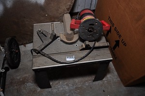 lot 242 image: Montgomery Ward Power Kraft 34 HP router & accompanying stand