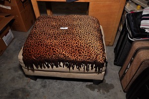 lot 310 image: Ottoman & leopard themed throw pillow
