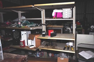 lot 343 image: 2 metal storage shelves (contents not included) approximately 72 high