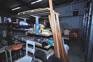 lot 389 image: Two Metal Shelves (Items on Racks Not Included)