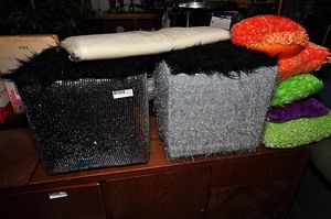 lot 399 image: Decorative, Funky Ottoman with Colorful Pillows
