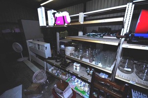 lot 391 image: Two Metal Shelves (Items on Racks Not Included)