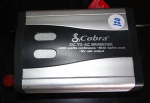 lot 120 image: Cobra Power Inverter CPI 480 - DC to AC 400 Watt - 2 AC Outlets & 1 USB Port