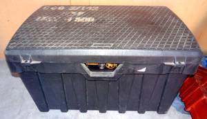 lot 151 image: Large Military 53 Gallon Contico Heavy Duty Black Tuff Bin Xtreme