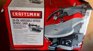 lot 259 image: Sears Roebuck Craftsman Variable Speed Scroll Saw 16 Inch w Ryobi Blades - LIKE NEW IN BOX