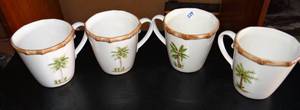 lot 279 image: SET OF 4 LOVELY PALM TREE THEMED TEACOFFEE CUPS BY HOME