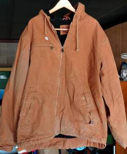 lot 296 image: DDX Dri Duck Jacket 2XL Heavy Work Jacket Inner Lined Outdoors BROWN wHood