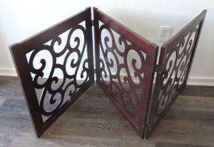 lot 42 image: 27 Folding Wood Pet Gate - Spans to 81