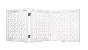 lot 2 image: 27 Folding Wood Pet Gate Palm Springs - White - Spans to 81, MSRP $117.99