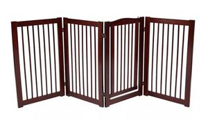 lot 126 image: 36 Folding Pet Gate with Door - Spans to 80, MSRP $199.99