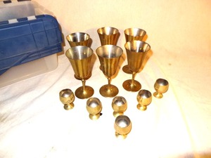 lot 42 image: Lot of 12 Vintage Solid Brass cups