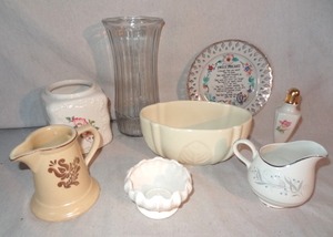 lot 94 image: Lot of Ceramic pieces and Glass vase