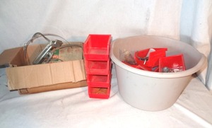 lot 103 image: Band-It Banding tool w roll of Stainless Steel Strapping , Plastic organizers, and Misc fasteners