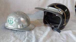 lot 123 image: Vintage Kawasaki Helmet and Rowan Drilling Hardhat