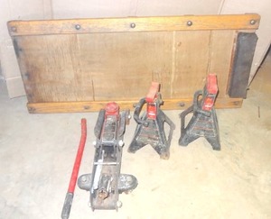 lot 136 image: Floor Jack, Stands, and Creeper