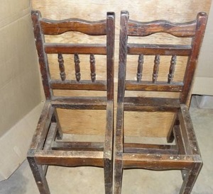 lot 139 image: (2) Vintage Rustic Wood Chair frames