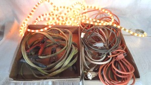 lot 140 image: 15 Jumper Cables, Lot of Extensions Cords, and Light strip