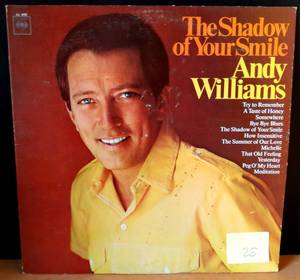 lot 25 image: 1965 -  ANDY WILLIAMS  The Shadow Of Your Smile . Vinyl Record Album LP