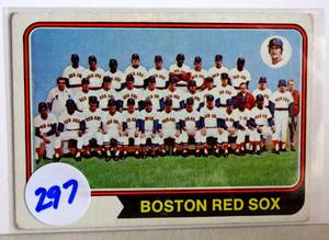 lot 297 image: 1974 TOPPS Boston Red Sox Team Card with Red Sox Records #567