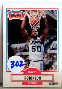lot 302 image: 1990 Fleer David Robinson #172 Basketball Card