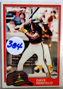 lot 304 image: 1981 Topps #370 Dave Winfield EX-MT HOF (Padres)