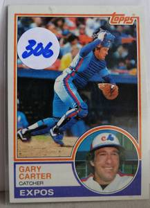 lot 306 image: 1983 Topps #370 Gary Carter Montreal Expos Baseball Card