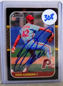 lot 308 image: AUTOGRAPHED - 1987 Donruss #432 Don Carman Phillies Signed Auto