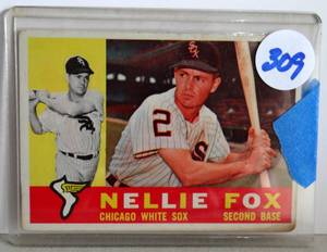 lot 309 image: 1960 Topps #100 Nellie Fox Chicago White Sox EXMT-NM NICE