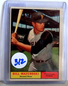 lot 312 image: BILL MAZEROSKI - HOF - 1961 Topps #430 (EX)