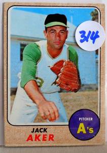 lot 314 image: 1968 Topps #224 Jack Aker VGEX Athletics