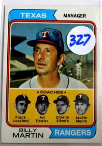 lot 327 image: 1974 Topps #379 BILLY MARTIN TEXAS RANGERS MANAGER