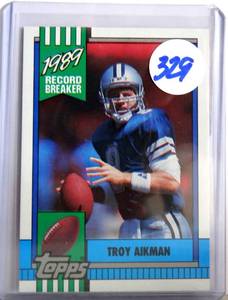 lot 329 image: Troy Aikman 3 Record Breaker ROOKIE CARD 