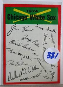 lot 331 image: 1974 Topps Baseball Chicago White Sox team Checklist NM #AAB123