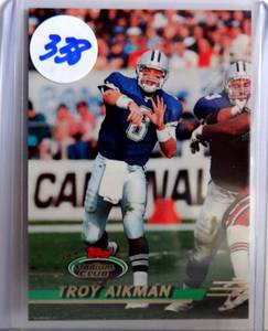 lot 338 image: MINT 1993 TOPPS STADIUM CLUB #50 TROY AIKMAN - DALLAS COWBOYS HOF - MTNM