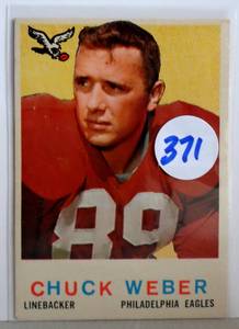 lot 371 image: ROOKIE -  1959 Topps #94 Chuck Weber Rookie Card - Philadelphia Eagles - $$