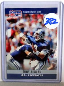 lot 382 image: TROY AIKMAN Cowboys 1990 PRO SET Football Card #78 NMMT