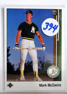 lot 394 image: MINT ROOKIE - 1989 Upper Deck Mark McGwire Rookie Card ungraded brand new baseball Card $$$