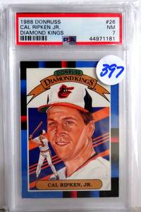 lot 397 image: PSA GRADED 7 - 1988 DONRUSS DIAMOND KINGS CAL RIPKEN JR #26 $$$$
