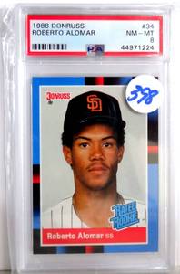 lot 398 image: PSA GRADED 8 - 1988 DONRUSS ROBERTO ALOMAR #34 $$$$