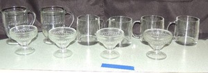 lot 85 image: 4 handle led luminaire glasses 2 Starbucks coffee cups 4 glass sherbet cups