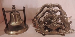lot 135 image: 4 bell on stand and 3tier mail holder