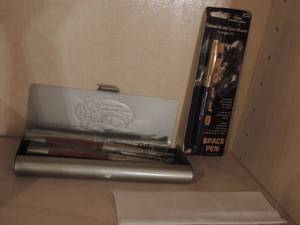 lot 142 image: National air and space museum space pen NIB, 2 NY Paris may 21 1927 Ink Pens NIB