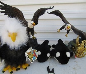 lot 157 image: Coastal Hunter by Ted Blayloc 2007 Bradford Exchange, 2 DOLPHINS, 2 EAGLES  10X12