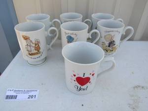 lot 201 image: Six Holly Hobby porcelain mugs and I Love You mug