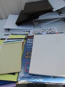 lot 202 image: Large lot of notebooks, 3 ring binders and loose leaf paper