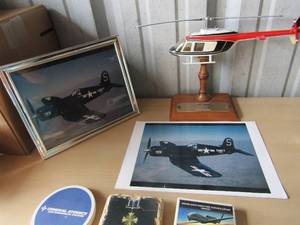 lot 304 image: NAVY jet VF63 photo   10x9   QTY 2.     Fighter pilot coasters and  MODEL OF BELL JET RANGER HELICOPTER