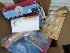 lot 348 image: Light bulb lot  sylvania, GTC, vanity bulbs 60 watts bulbs and more