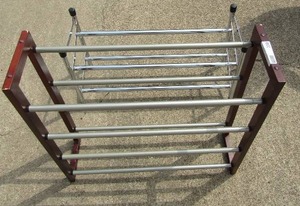 lot 350 image: Silver 2 Tier Shoe rack,   brown metal 4 tier shoe rack expandable