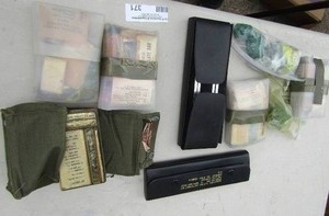lot 371 image: Navigators plotting instrument set stock # F8N 1H 6675-286-0502   Navigators set first aid kit survival kit and floral clay